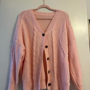 Women's Pink Cable Knit Sweater